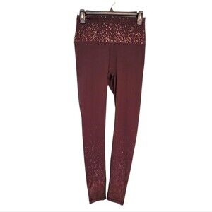 Zobha Maroon Rose Gold Metallic Athletic Leggings Size Small